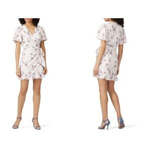 Stylestalker Penny‎ Mini Wrap Dress Bird of Paradise Ivory Lined Tie Size Medium